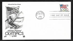 #2528 29c Flag & Olympic Rings- ArtCraft/PCS FDC Booklet Single - Picture 1 of 2