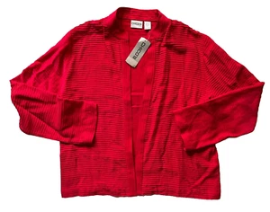 ¡Nuevo! Chaqueta Kimono Chicos 100% Seda Frente Abierto Roja Texturizada Talla 1 (M/8) Precio de venta sugerido por el fabricante $108 - Imagen 1 de 8