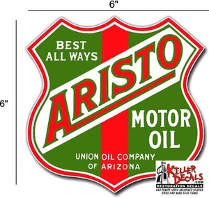 (ARIST-1) 6" ARISTO MOTOR OIL GASOLINE VINYL DECAL GAS PUMP / LUBSTER - Picture 1 of 1