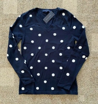 Suéter Pullover Tommy Hilfiger Cuello en V LS Azul Marino Lunares Para Mujer Talla Pequeña Foto 1 de 3