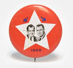 VINTAGE1968 NIXON-AGNEW REPUBLICAN POLITICAL BUTTON PINBACK - Picture 1 of 4
