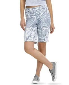HUE (Med) Women's Ultra-Soft Denim Ikat Zebra Bermuda Shorts NWT - Picture 1 of 2