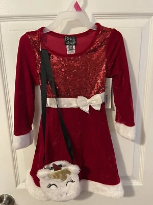 Vestido de Navidad Rosa y Violeta Niñas Pequeñas Talla 4 Nuevo con Etiquetas Foto 1 de 4