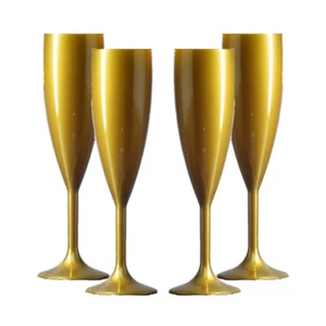 Plastic Polycarbonate Gold Champagne Flutes Great for Parties FAST DELIVERY - Picture 1 of 9