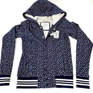 Lorna Jane Hoodie Jacket Womens Size XS Blue White Hooded Button Clip Up - Picture 1 of 12