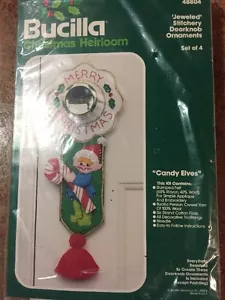 Juego de 4 adornos de pomo de puerta de costura con joyas Bucilla kit de reliquia de Navidad nuevo en paquete - Imagen 1 de 7
