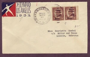 NEBRASKA OVPT PAIR Omaha & Denver R.P.O. 1933 ? Cover w 1932 LA OLYMPICS AD !! - Picture 1 of 2