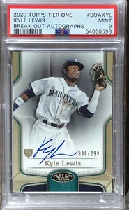 2020 Topps Tier One Kyle Lewis Break Out RC Auto /299 #BOA-KYL PSA 9 ROY Bust - Picture 1 of 2