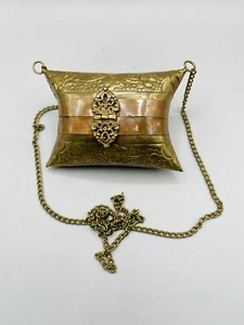 "Bolso de noche pequeño de latón y cobre forrado en terciopelo de 4""" - Imagen 1 de 8