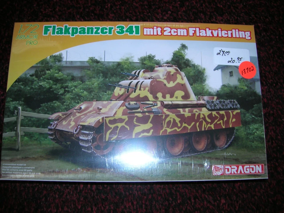 DRAGON # 7487 " FLAKPANZER 341 MIT 2CM FLAK.  " 1/72  LIST $27.00 LOT #13702 - Image 1 of 1