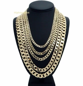 Kubanische Gliederkette Halskette 20" 24" 30" Länge 5mm bis 12mm 14k vergoldet - Bild 1 von 7