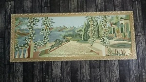 VINTAGE alter Wandrahmen bestickt mit Naturbild graviert goldener Rahmen - Bild 1 von 15