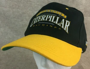 Authentic Caterpillar Machines Cat Yellow Black Snapback Hat Cap - Picture 1 of 12
