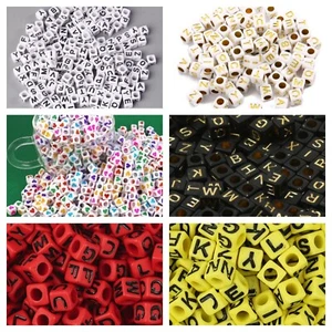 200 Alphabet Letter Mixed Color cube beads For Jewellery Making Xmas Gift - Picture 1 of 7