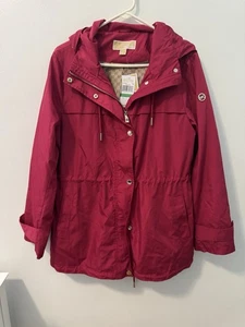 NWT Defect Michael Kors Fuchsia Hooded Jacket Size L - Picture 1 of 8