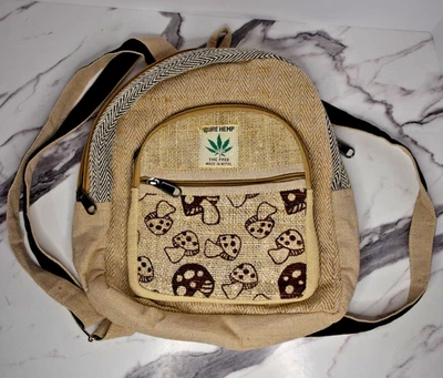 Kathmandu Imports Pure Hemp Backpack-Pure Hemp-Mushroom Print - Image 1 of 4