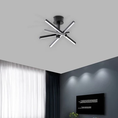12'' LED Ceiling Light Fixture Modern Black Dimmable Chandelier Pendant Lamp - Image 1 of 2