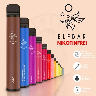 ELFBAR600 E-Zigarette E-Shisha I Nikotinfrei I Einweg Vape ohne Nikotin E-Liquid - Bild 1 von 4