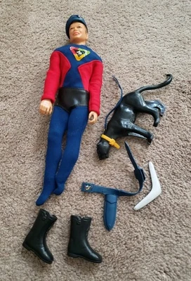 Rare 1967 Ideal Action Boy Figure W/ Khen Panther Belt Boomerang Missing Foot - Image 1 of 4