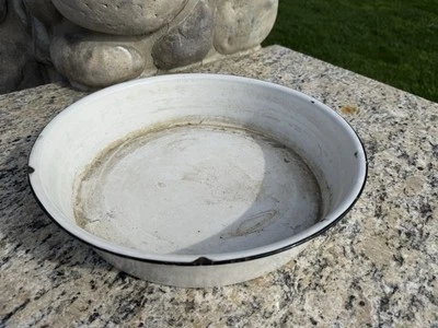 Large 14x3” Vintage Enamelware Wash Basin Trim Metal Farmhouse - Image 1 of 4