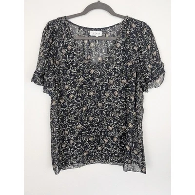 Terciopelo Graham Spencer Tracia Cuello Redondo Cuentas Floral Negro Transparente Talla XL Foto 1 de 4