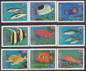 Mikronesien - 1996 Fisch - 9 Briefmarken Set - Scott #213-26 - Bild 1 von 1
