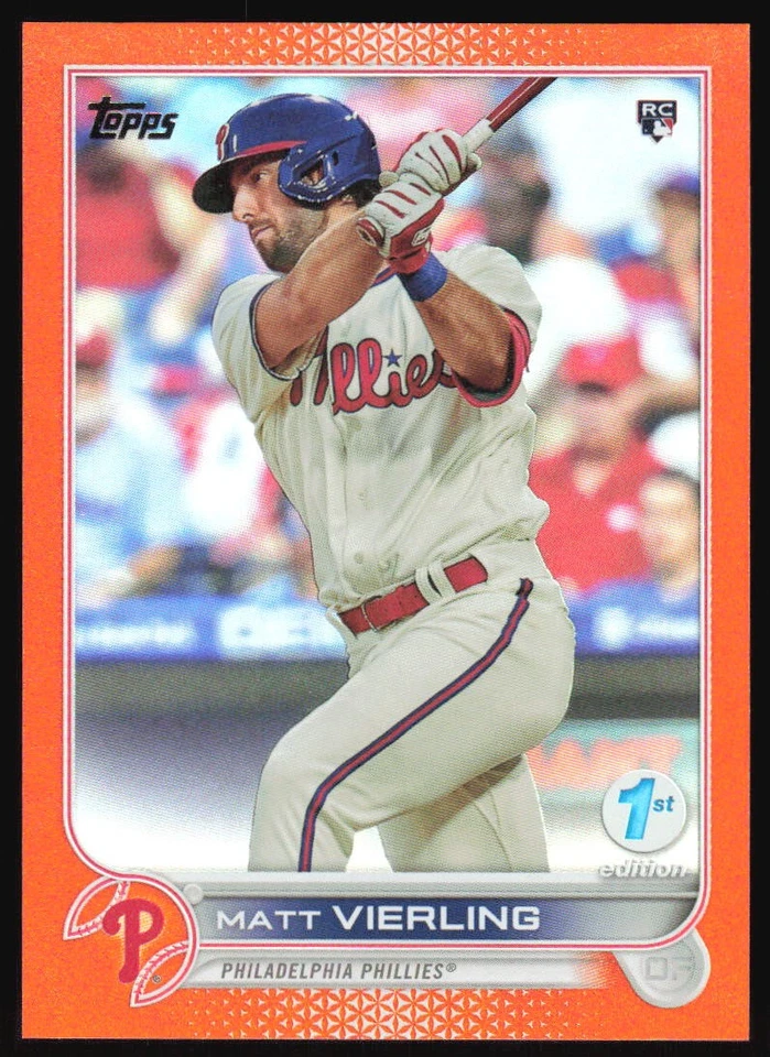 2022 Topps 1st Edition Matt Vierling #316 Rookie Orange Foil #'d /75 Phillies - Image 1 of 2