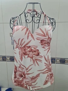 Ladies Next Peach Floral Tankini Top Removable Straps Size 38B BNWT £30.00. - Picture 1 of 9