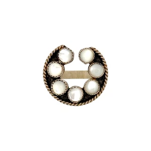 Scott Skeets, Ring, Mother of Pearl, Sterling Silver, Navajo Handmade, 8 1/2" - Picture 1 of 3