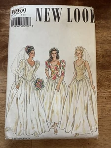 Vintage New Look Pattern Wedding Dress Puff Sleeve Princess Cut #6209 UNCUT 8-18 - Picture 1 of 4