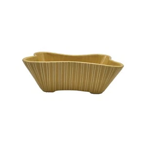 Fioriera vintage MCM retrò giallo senape cane a forma di osso ceramica USA #153 9,25" - Foto 1 di 8