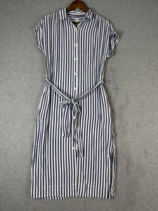 GAP Maxi Abito Donna Piccolo Blu Bianco Righe Cravatta Vita Tasche Costa Preppy - Foto 1 di 11
