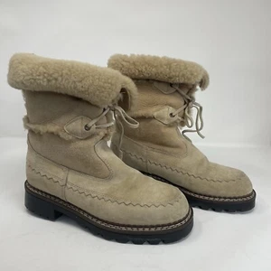 Vintage BLONDO Suede Boots Women 7 B Genuine Shearling Lined Waterproof Tan - Picture 1 of 12