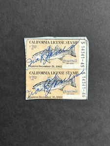 GandG Stamps US California Fishing Stamp Bass 1962 Pair Used - Picture 1 of 2