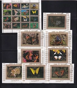 SA02 UAE Umm-Al-Qiwain 1973 Butterflies block+imperf stamps - Picture 1 of 1