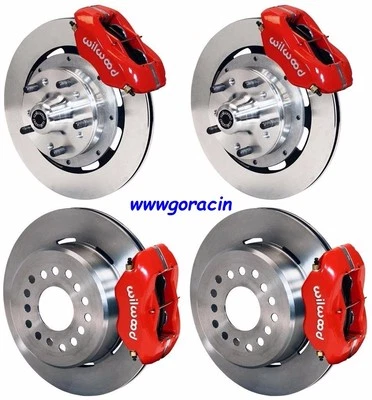 WILWOOD 盘式制动套件,适合 1971 - 74 AMC Javelin,12 英寸马达,4 个手枪红色计算器 — 第 1/4 张图片