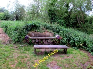 Photo 6x4 Log bench and wooden table in Woodstock Watermeadows Woodstock\ c2015 - Picture 1 of 1