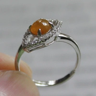 Anillo de jadeíta amarillo helado jade natural grado A certificado talla 6 plata 925 #156 Foto 1 de 4