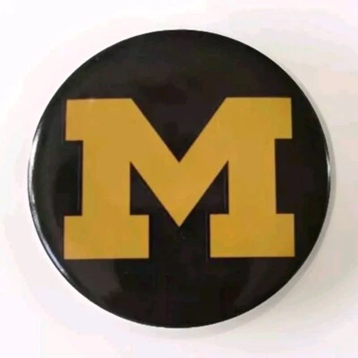 Michigan Block M Gameday Pin. Maize And Black. 2" - Image 1 of 4
