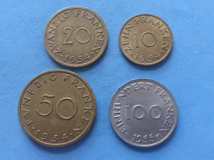 199) Germany, Saarland 4 Select Pieces 1954/1955 Full Set £14.00 - Picture 1 of 2