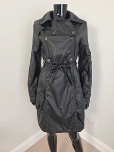 Cop Copine black crinkled wet look summer trench parka coat belted sz. 38FR/M - Picture 1 of 7