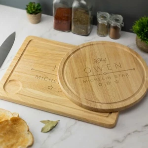 Personalised Michelin Star Wooden Chopping Board Cheese Chef Cook Christmas Gift - Picture 1 of 7
