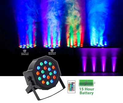 Rockville BATTERY PAR 50 Rechargeable LED DMX DJ Club Wash Up-Light w/ Remote - Image 1 of 4