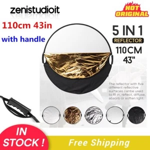 Reflector plegable de forma redonda con mango estroboscópico 5 en 1 de 110 cm 43 en 1 EE. UU. 2 piezas - Imagen 1 de 8