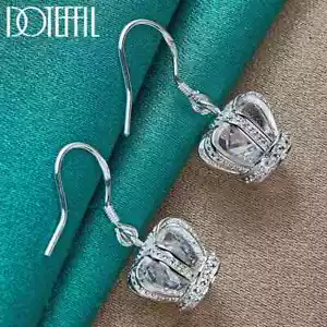 DOTEFFIL 925 Corona de Plata Esterlina 925 Pendientes Boda Fiesta Moda Joyería - Imagen 1 de 6