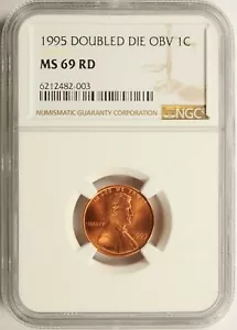 1995 DDO 1c Doubled Die Obverse Lincoln Cent NGC MS69RD - Foto 1 di 4