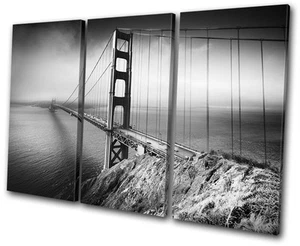 Architecture San Francisco Bridge TREBLE CANVAS WALL ART Picture Print VA - Picture 1 of 1