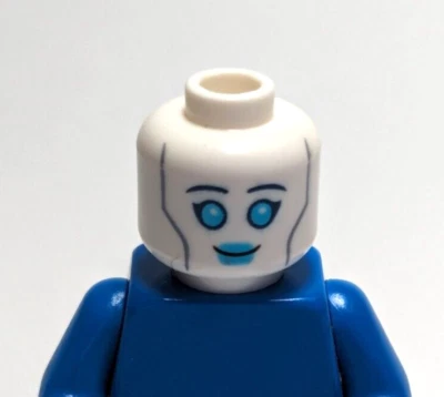 Lego - Minifigure Head - Smile, Robot, Nurse, Female, Blue Lips, White - Image 1 of 2