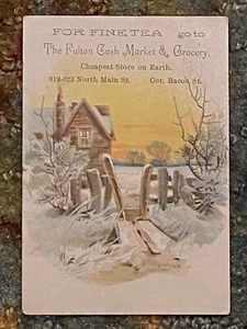 The Fulton Cash Market & Grocery The Cheapest Store On Earth AD Card 1800's - Picture 1 of 2