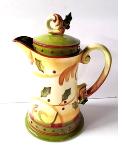 Demdaco Crimson Berries Coffee Pot Hand Painted 2005 - Picture 1 of 10